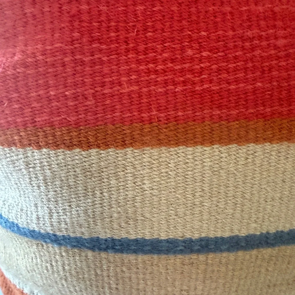 Pottery Barn Dhurrie Stripe Pillow Cover‎ 20x20 Woven Multicolor Red Blue Orange